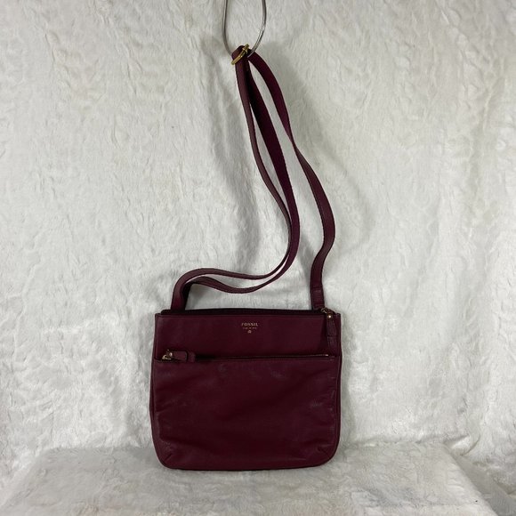 Fossil Tinsley Cabernet Pebbled Leather Crossbody Handbag SHB1788 NWT - Picture 2 of 13